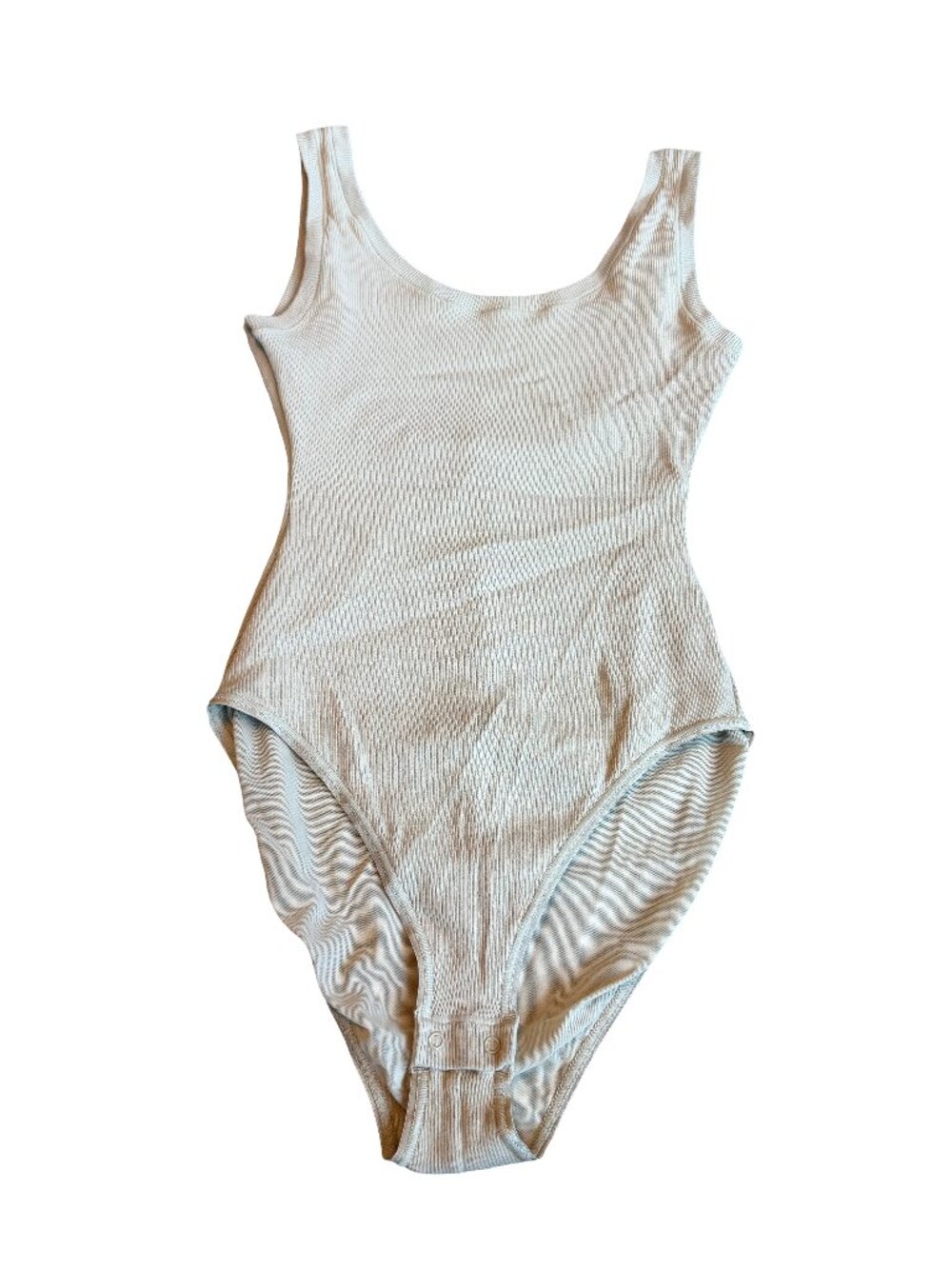 Skims Cotton Ribbed Bodysuit Neutral Taupe Stretch One Piece Slimming Size Small